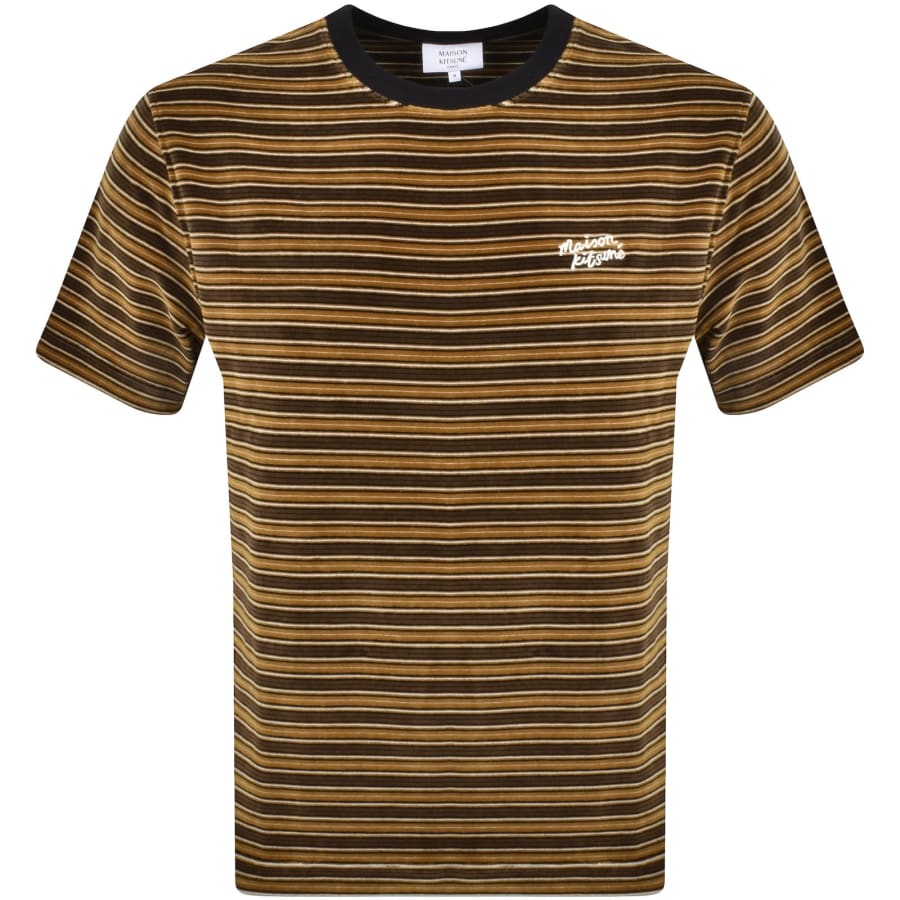 Maison Kitsune Striped Oversized T Shirt Brown | Mainline